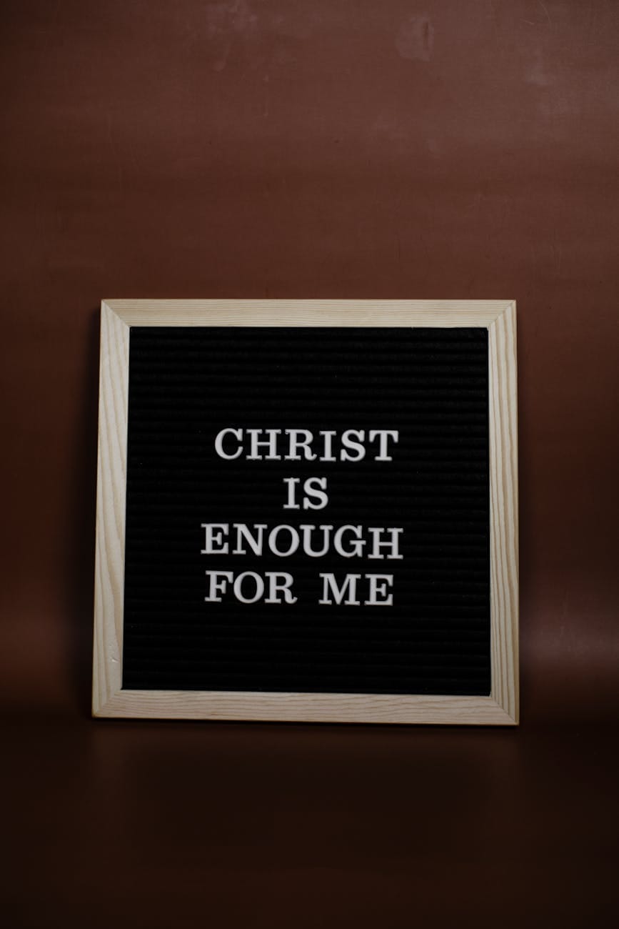 christ is enough for me text on brown background